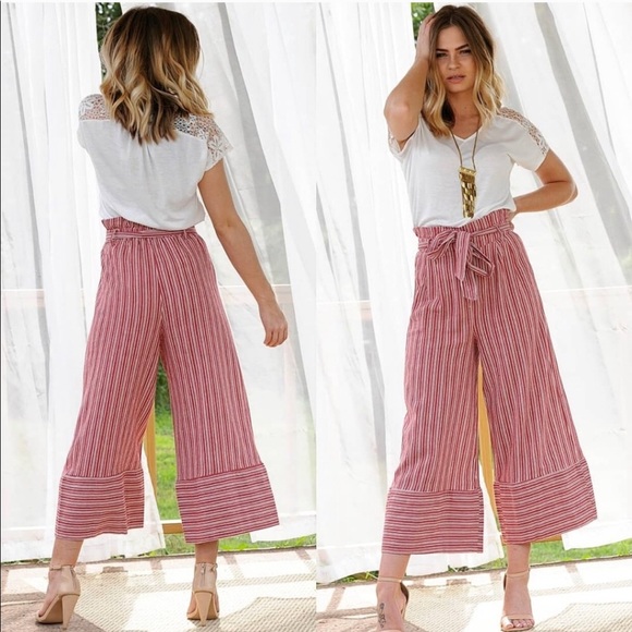 💼 Wide Leg Pants ~ red & white stripe ~ 16 styles - Picture 3 of 10